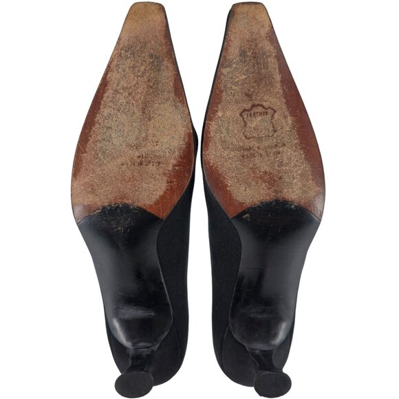 Stuart Weitzman Black Plissé Fabric Formal Pumps Womens 8.5AAA Dress Shoes Heels - Picture 2 of 14